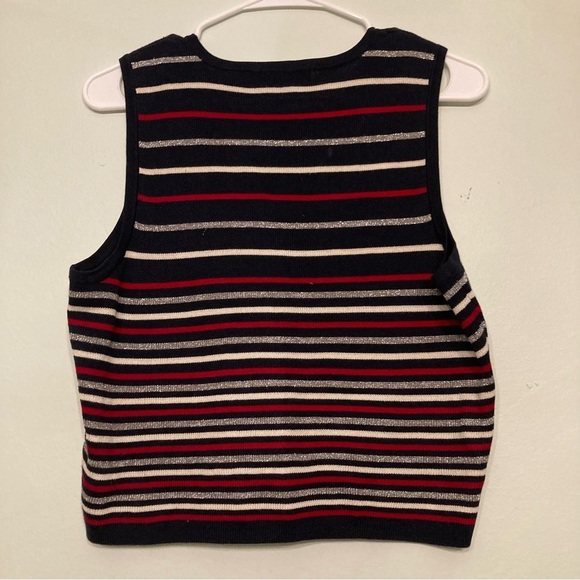 LIZ CLAIRBORNE STRIPED VEST KNIT SWWEATER SIZE SMALL BUTTON FRONT CLOSURE SIZE S - Picture 3 of 5